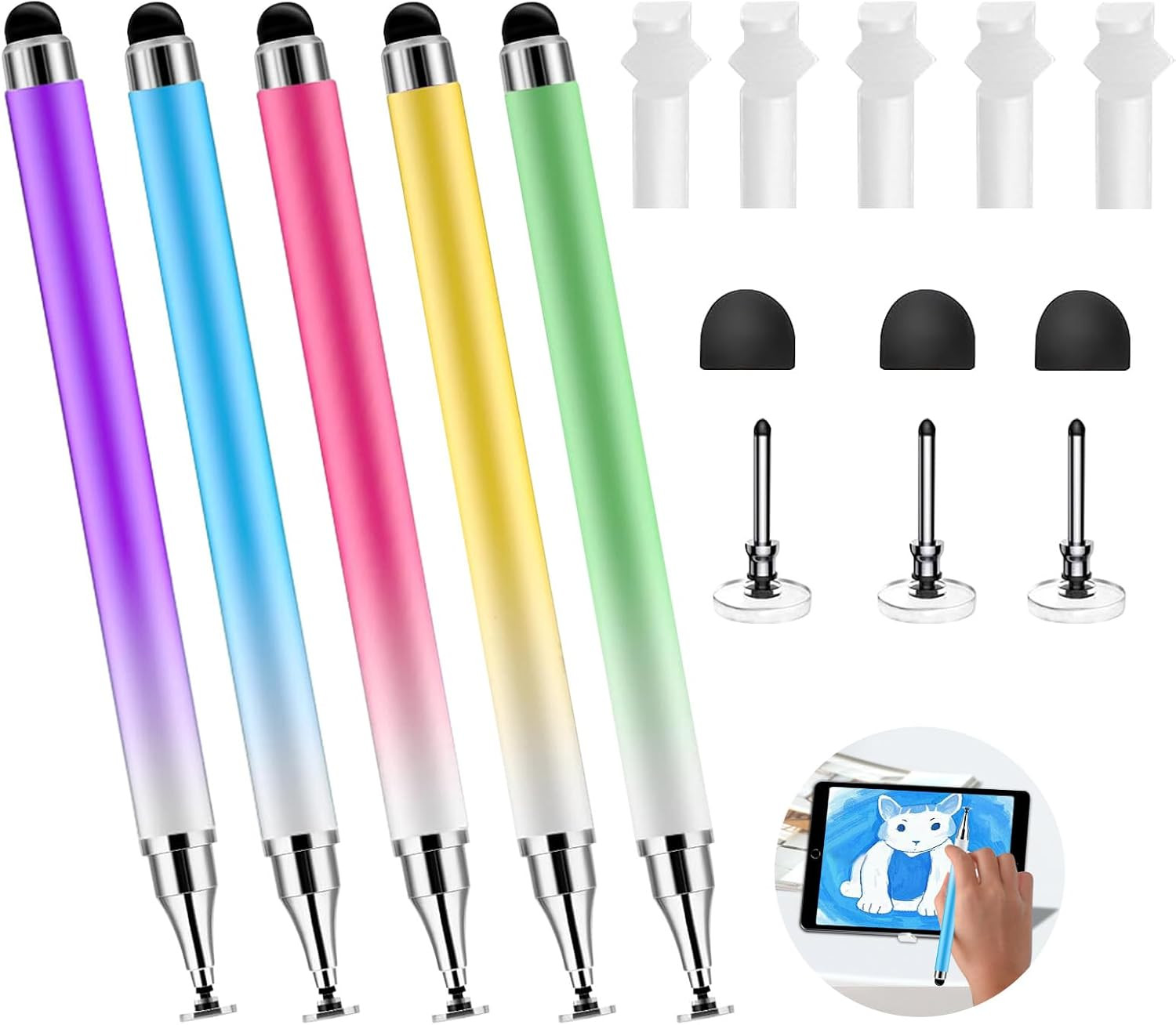 Stylus(5 Pcs),2 in 1 Stylus Pen for Touchscreen,Ipad,Iphone,Stylus Pen with Pen