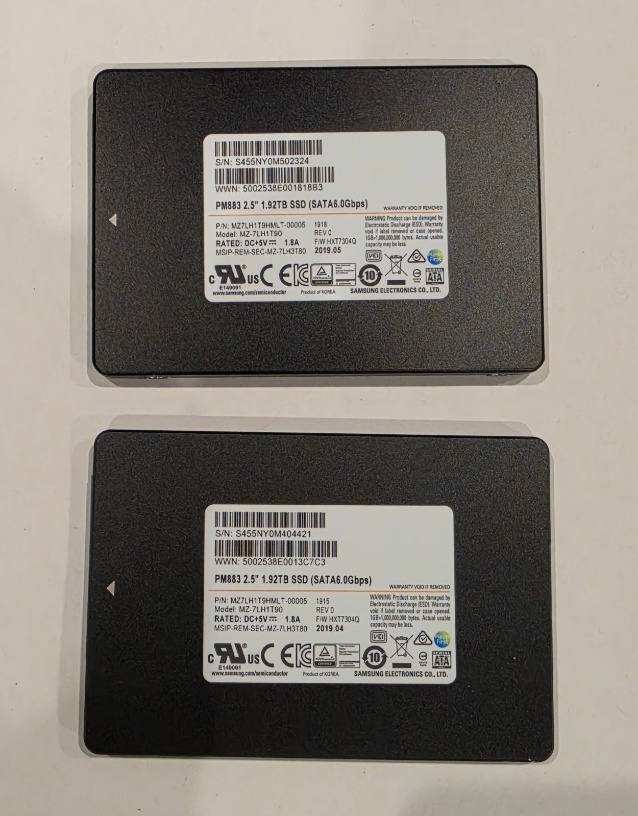 Samsung SSD PM883 1.92TB MZ-7LH1T90 MZ7LH1T9HMLT-00005 Practically New See Photo