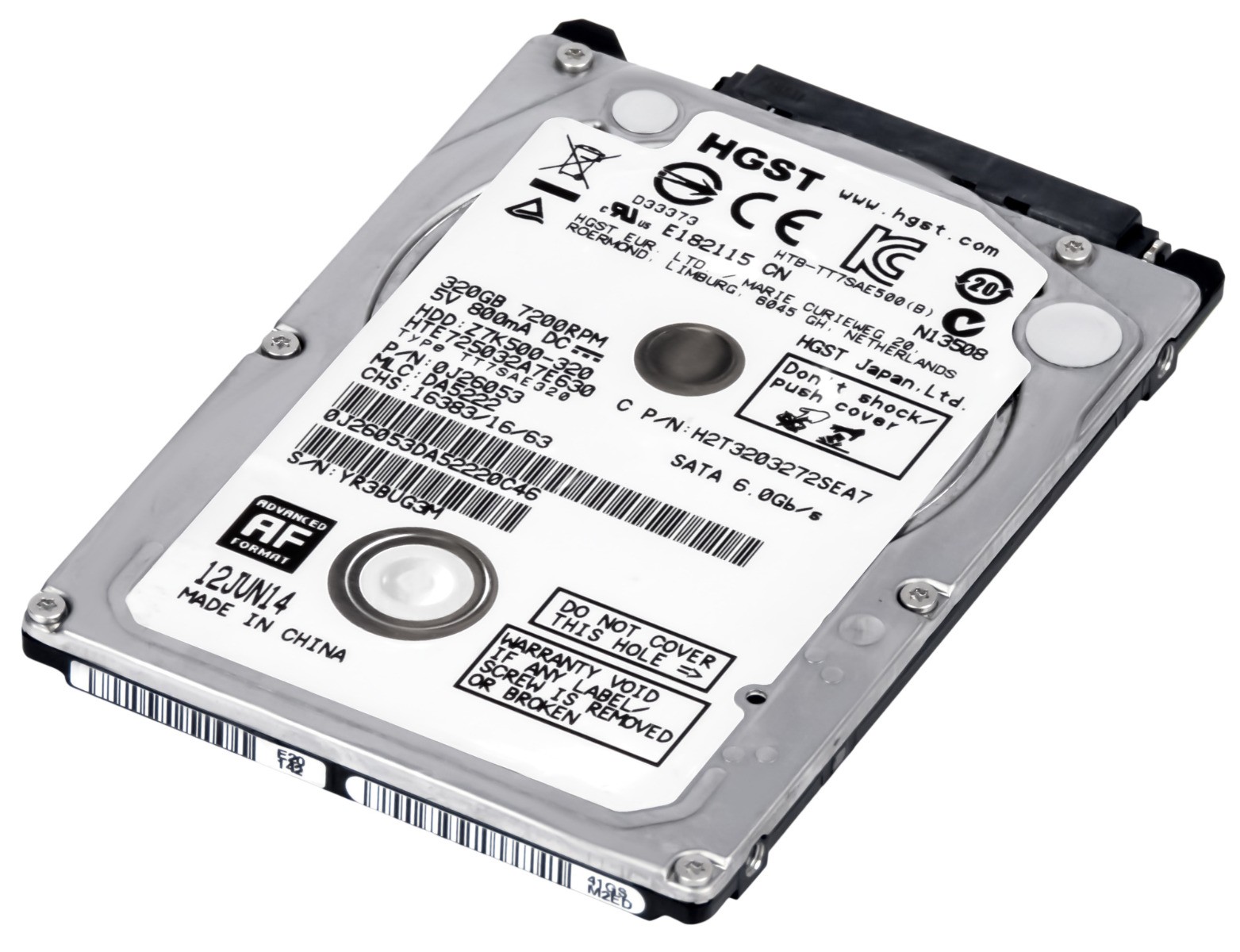 HGST TravelStar Z7K500 HTE725032A7E630 320GB 7.2K 32MB SATA III 2.5 HARD DRIVE