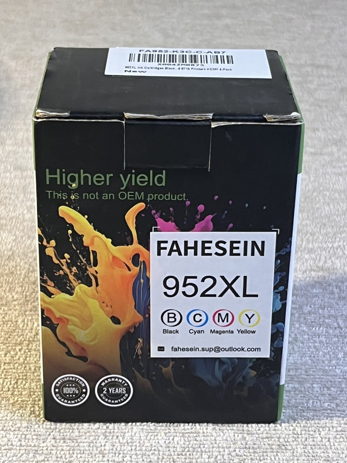 952XL Ink Cartridges.  Black, Cyan, Magenta, Yellow. New inbox.