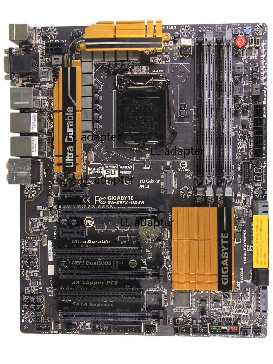 For GIGABYTE Z97X UD5H motherboard Z97 LGA1150 4*DDR3 VGA+DVI+HDMI ATX Tested
