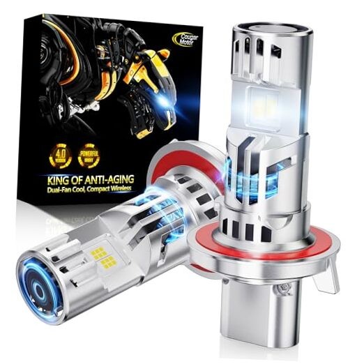 Fog Bulbs Bulb with Dual Cooling Fan, 10X Brightness Real 1:1 Size, Long H13