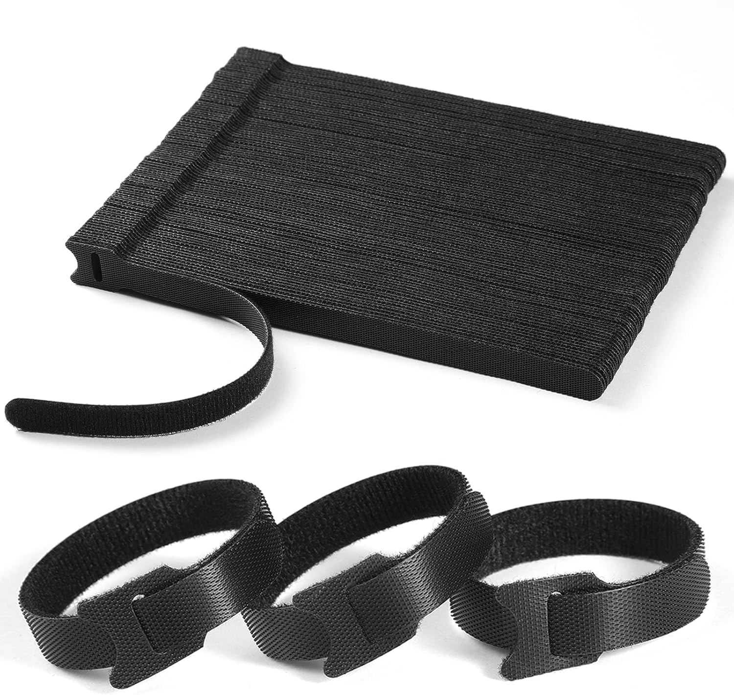 100 bridas reutilizables de 20 cm Bridas ajustables para cables Cordon de gancho