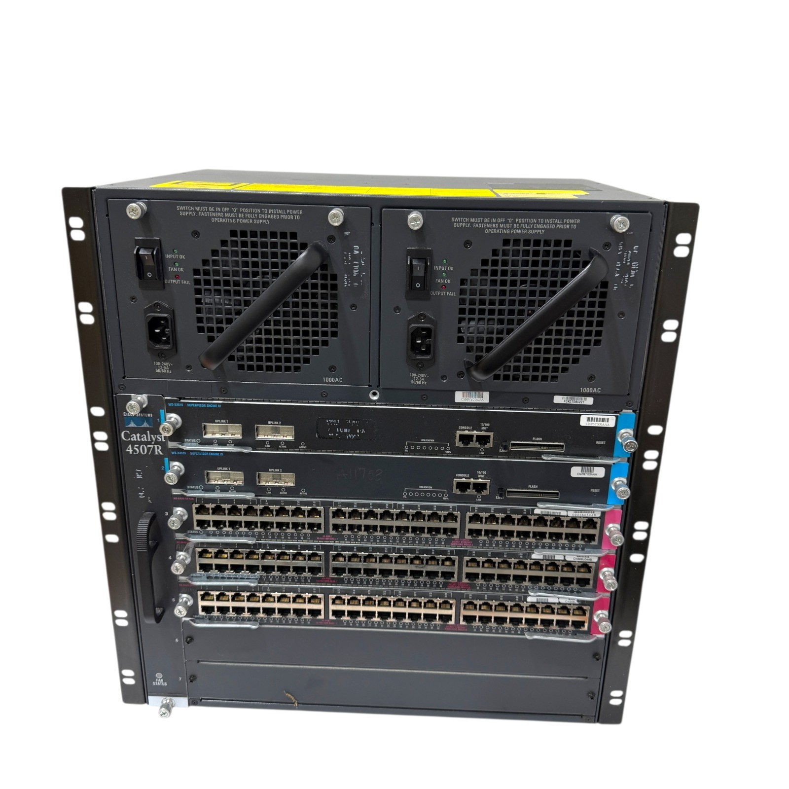 Cisco Catalyst WS-C4507R 7 Slot Chassis w/ 2x WS-X4515 Supervisor IV & Modules