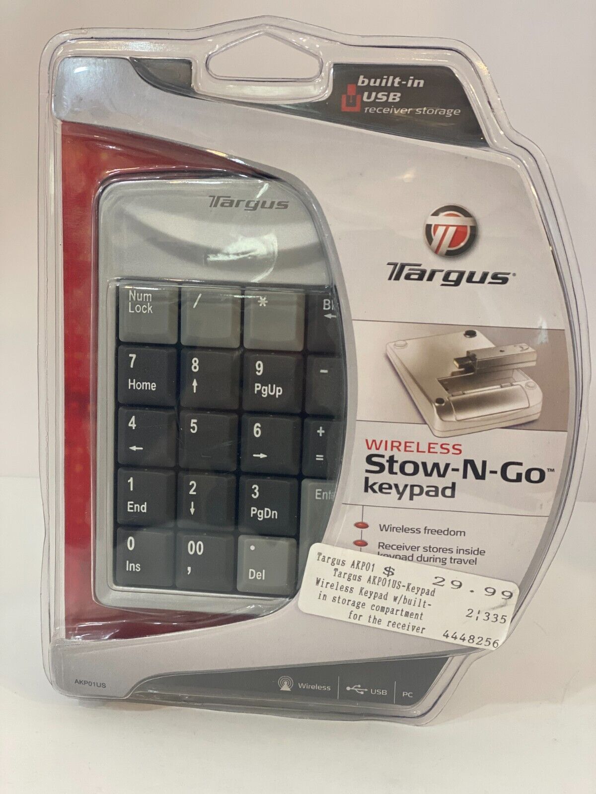 Portable Number Keypad, Targus, Stow-N-Go Keypad, Model AKP01, New