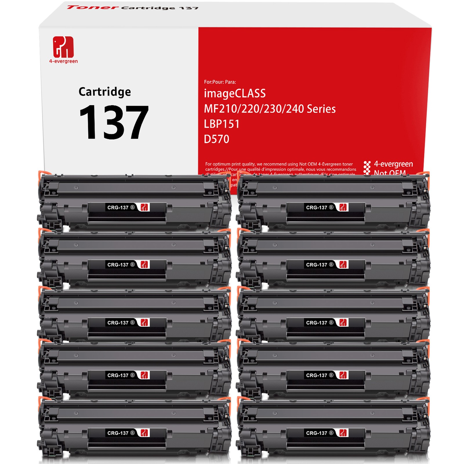 10PK CRG137 Toner Cartridge for Canon 137 Toner MF232w MF244dw MF236n MF216n