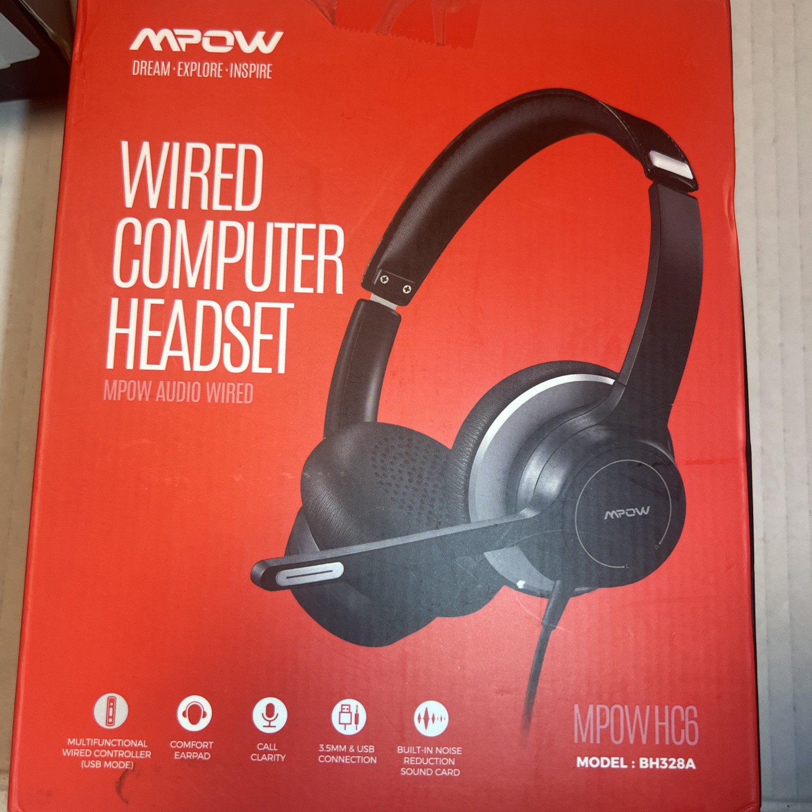 Mpow HC6 USB Headset w Microphone, Comfort-fit, On-Ear 3.5 mm Jack Call Center