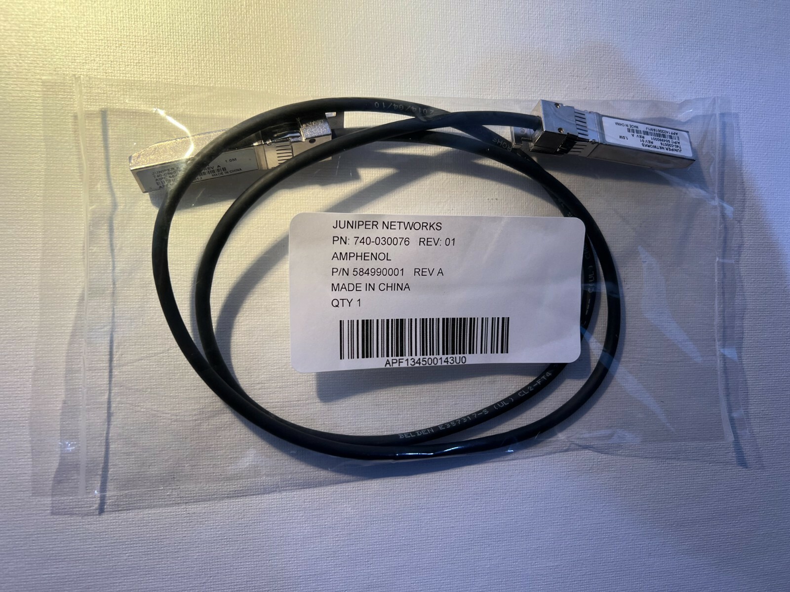 NEW Juniper Networks 740-030076 10GbE SFP+ 3ft 1M Copper Ethernet Cable