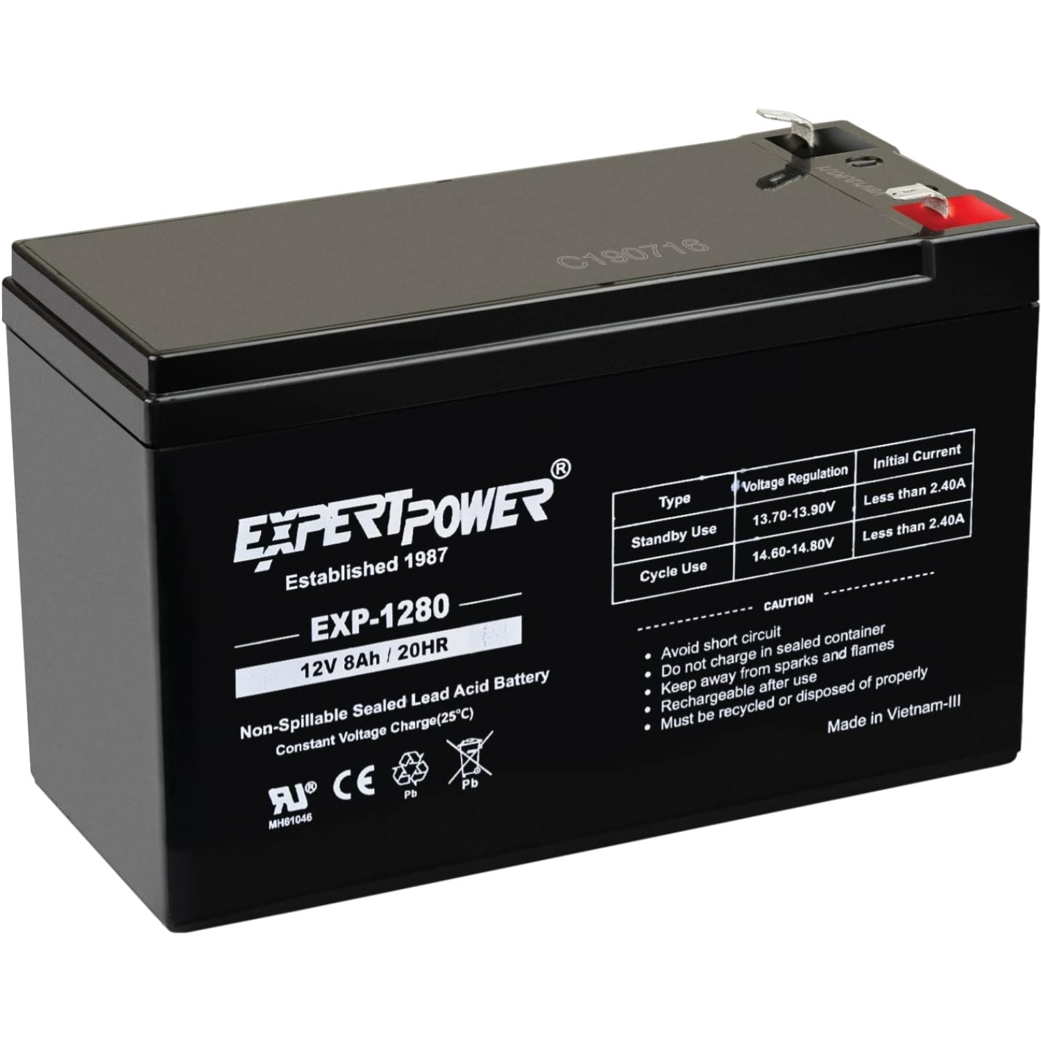 12V 8Ah SLA Lead Acid Battery for UPS Alarm Security Fish Finder
