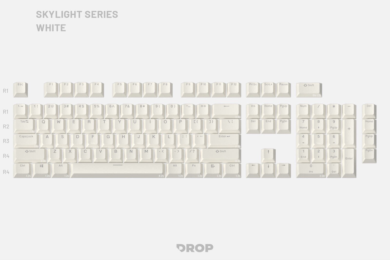 NEW Drop White Shine Through Keycaps Kit  TKL CTRL ALT ENTR 108 Keys