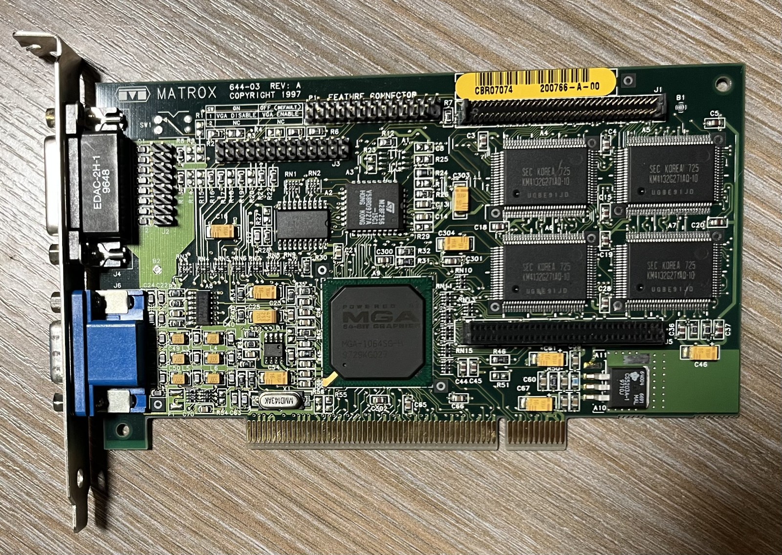 Vintage Matrox Mystique 4MB MY220P/4BN/20 (644-03)  PCI Graphics Card