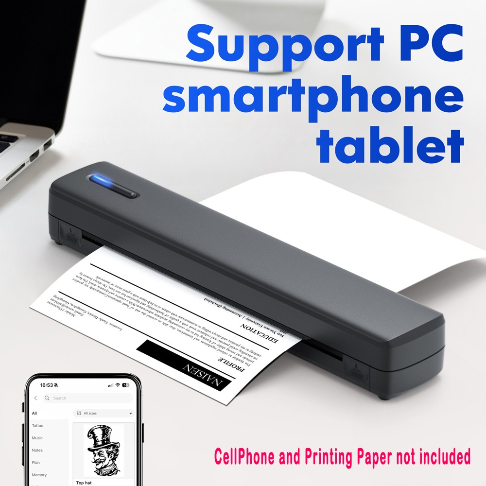 Portable Compact Travel Wireless Thermal Printer Inkless fits Mobile Office Use