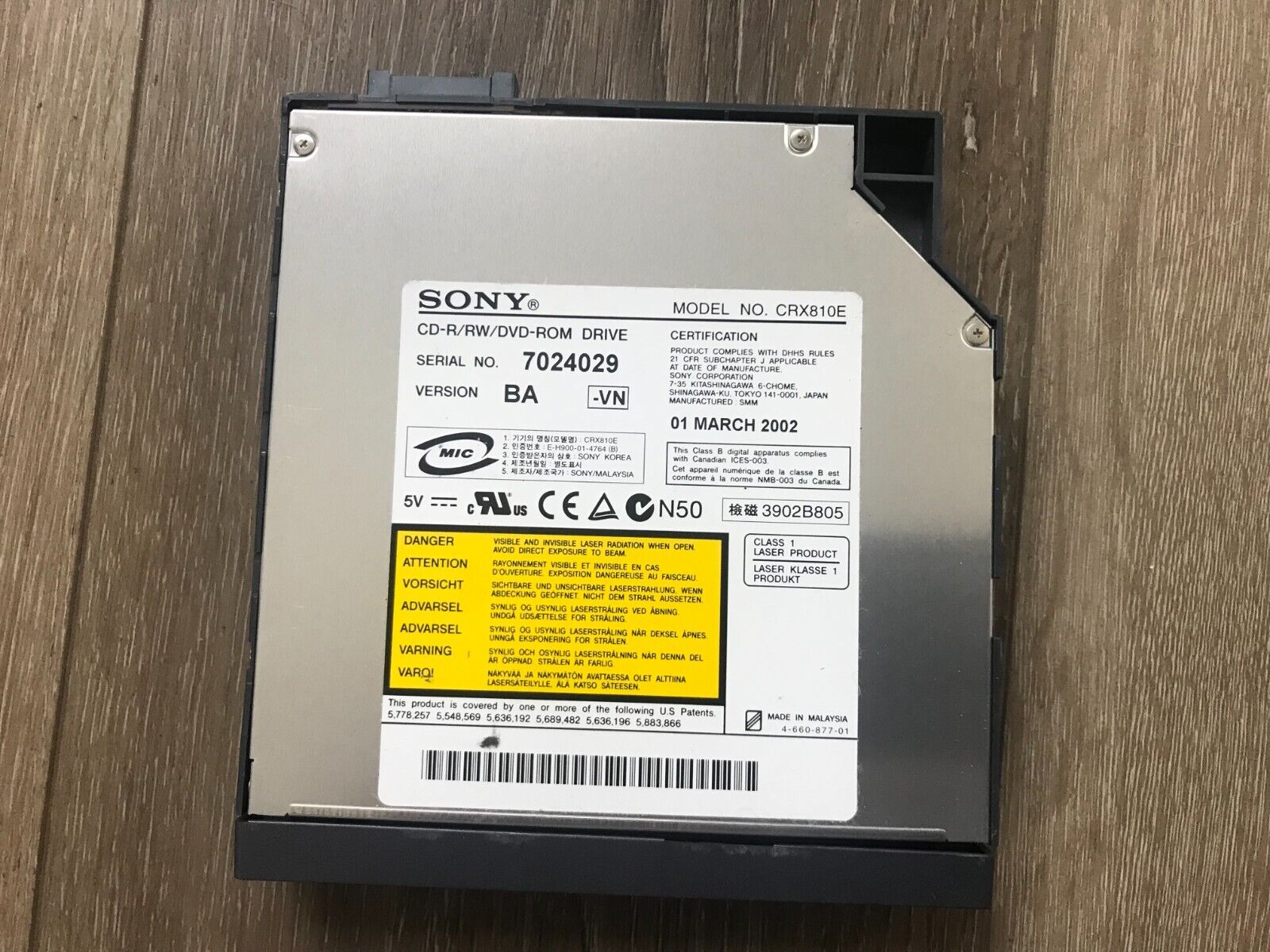 Sony Vaio PCGA-RDVGX1 CRX810E CD-RW/DVD Rom Drive-WORKING