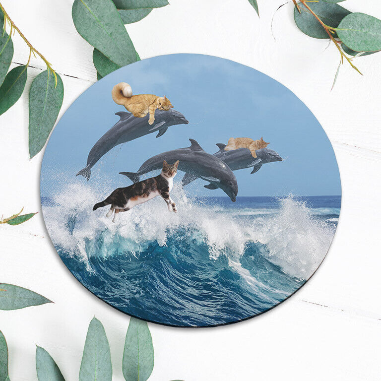 Dolphin Animal Cat Kitten Gift Mouse Pad Mat Office Desk Table Accessory Gift