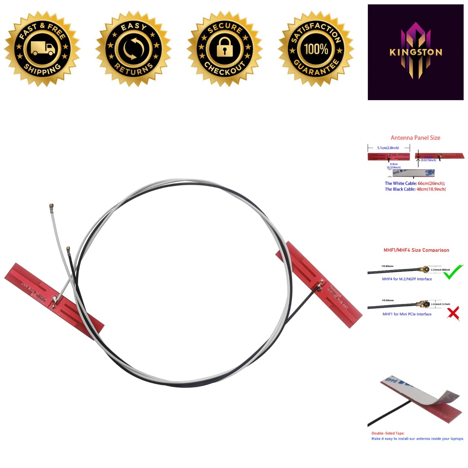 Upgrade Your Laptop with WiFi 6E Tri-Band Antenna – 48cm & 66cm Cables