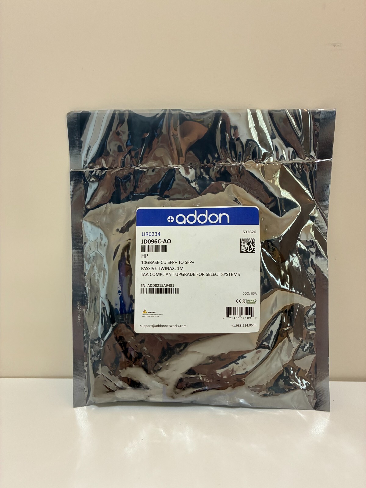 NEW UNOPENED HP Compatible JD096C Add On 1.2M X240 10G SFP+ DAC Cable