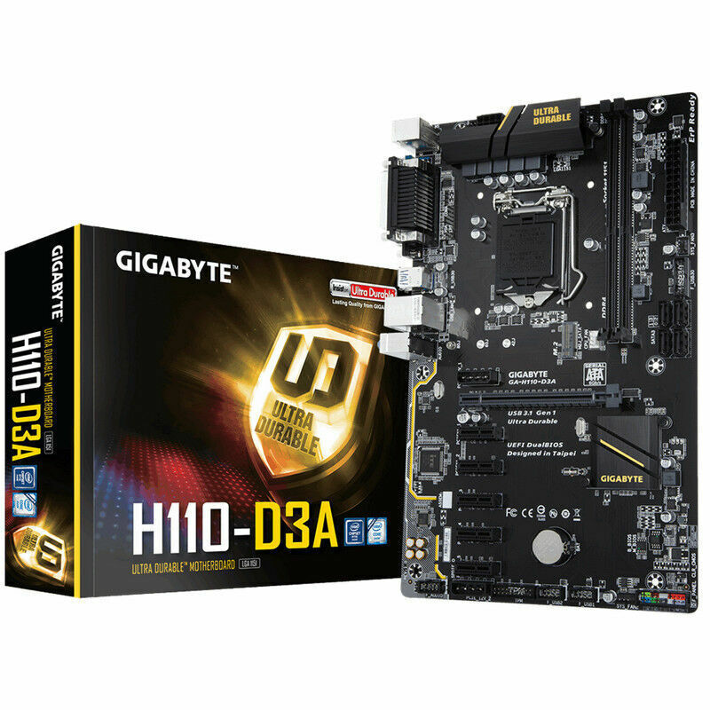 GIGABYTE GA-H110-D3A Motherboard DDR4 LGA 1151 H110 6GPU 6PCIE mining machine