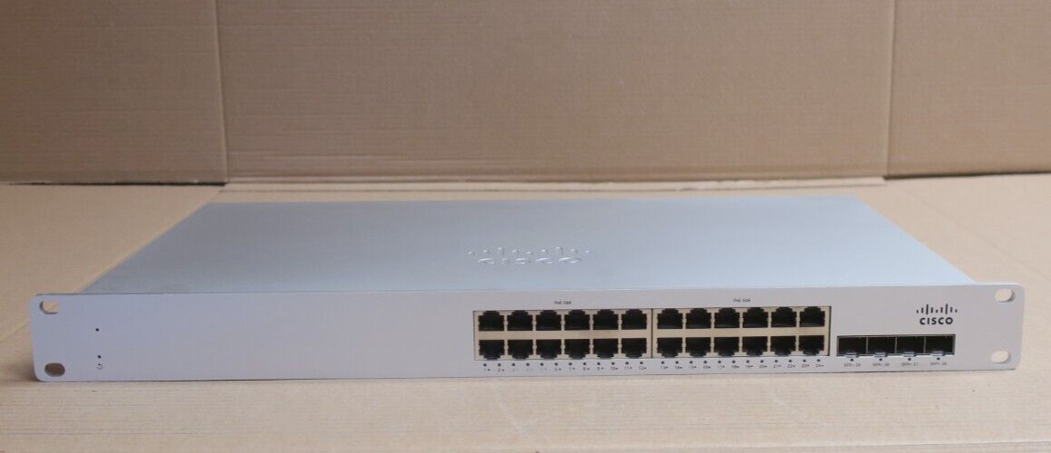 Cisco Meraki MS225-24P-HW 24x 1GE PoE+ 4x SFP+ Cloud Managed L2 Switch UNCLAIMED