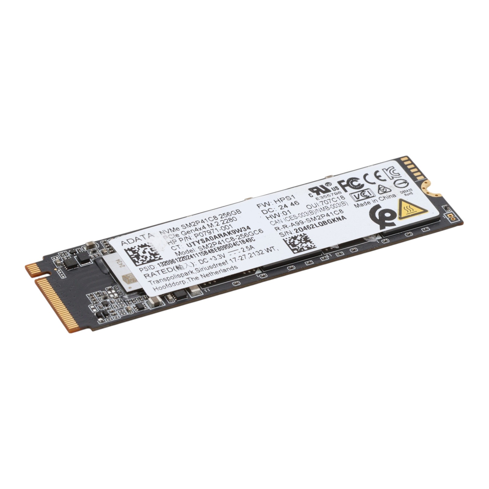 ADATA 256GB PCIe 3.0 x4 NVMe M.2 2280 SSD P07971-001 SM2P41C8-256GC6 HP OEM