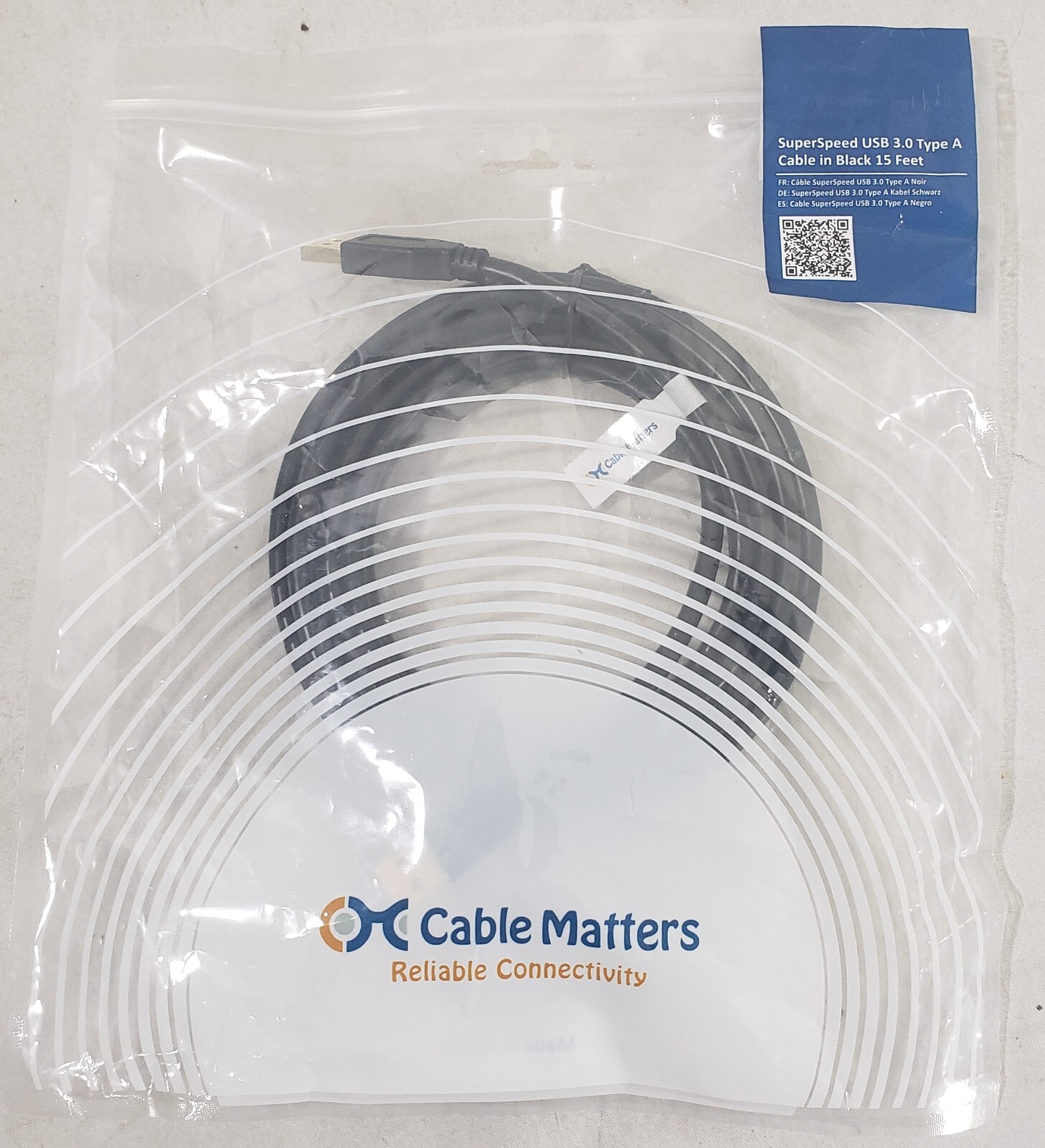 Cable Matters SuperSpeed USB 3.0 Type A Data Cable Male to Male 15 Feet