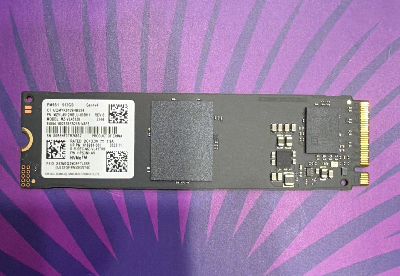 Samsung 512GB PM9B1 m.2 PCIe Gen 4x4 SSD @ 87% Health