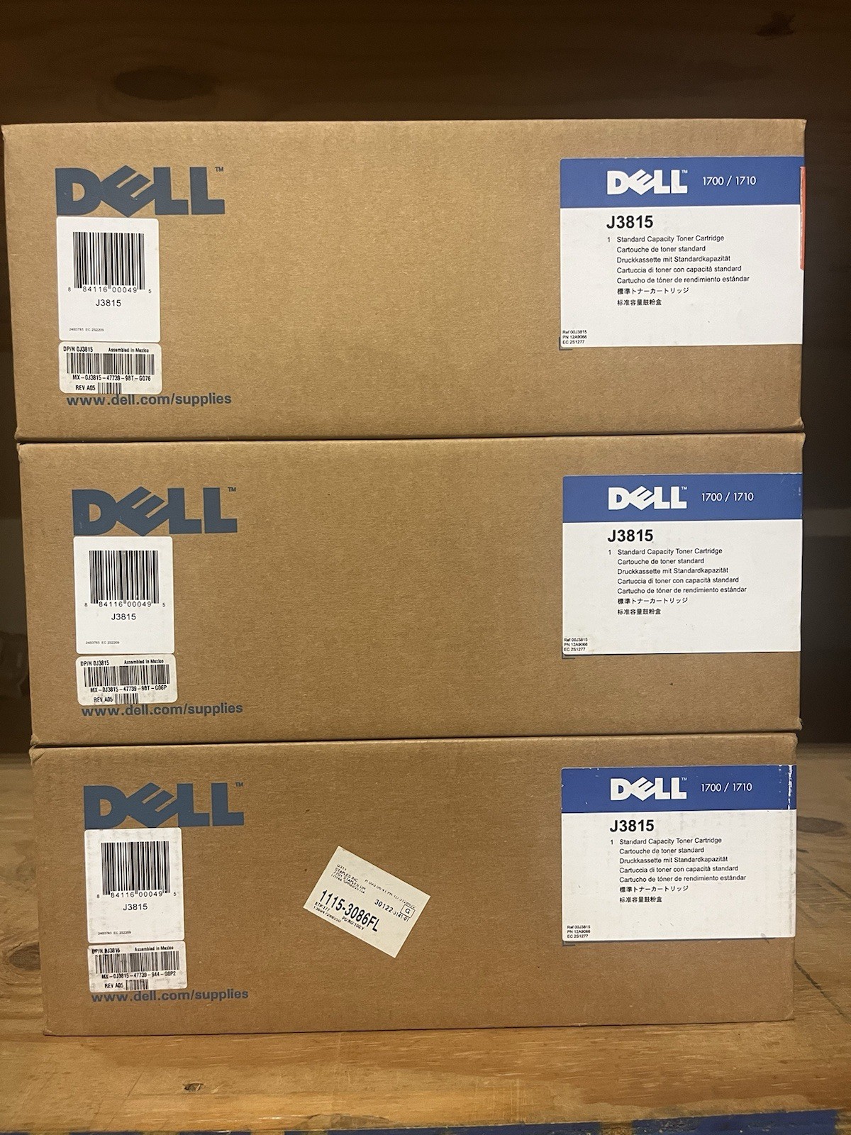 Lot Of 3 NEW GENUINE DELL J3815 1700/1710 BLACK TONER CARTRIDGES-SEALED OEM