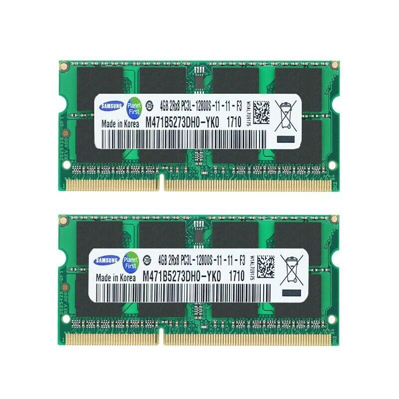 SAMSUNG 1600MHZ 8GB DDR3L RAM For Notebook Laptop PC3L-12800S DIMM 2pc 4GB 1.35V