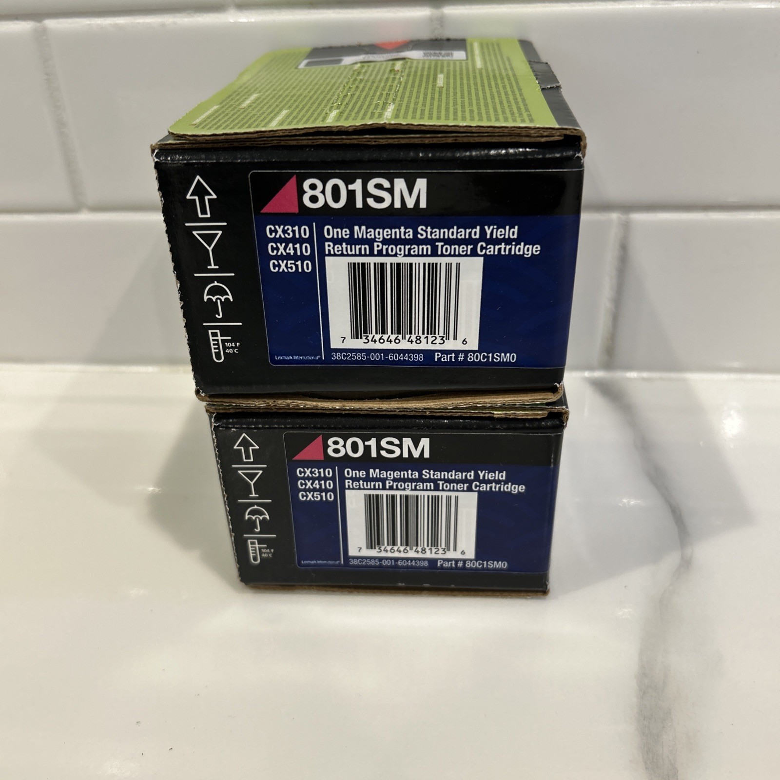 Lot of 2 Lexmark 801SM Toner Ctg 80C1SM0 Magenta for Lexmark CX510, CX410, CX310