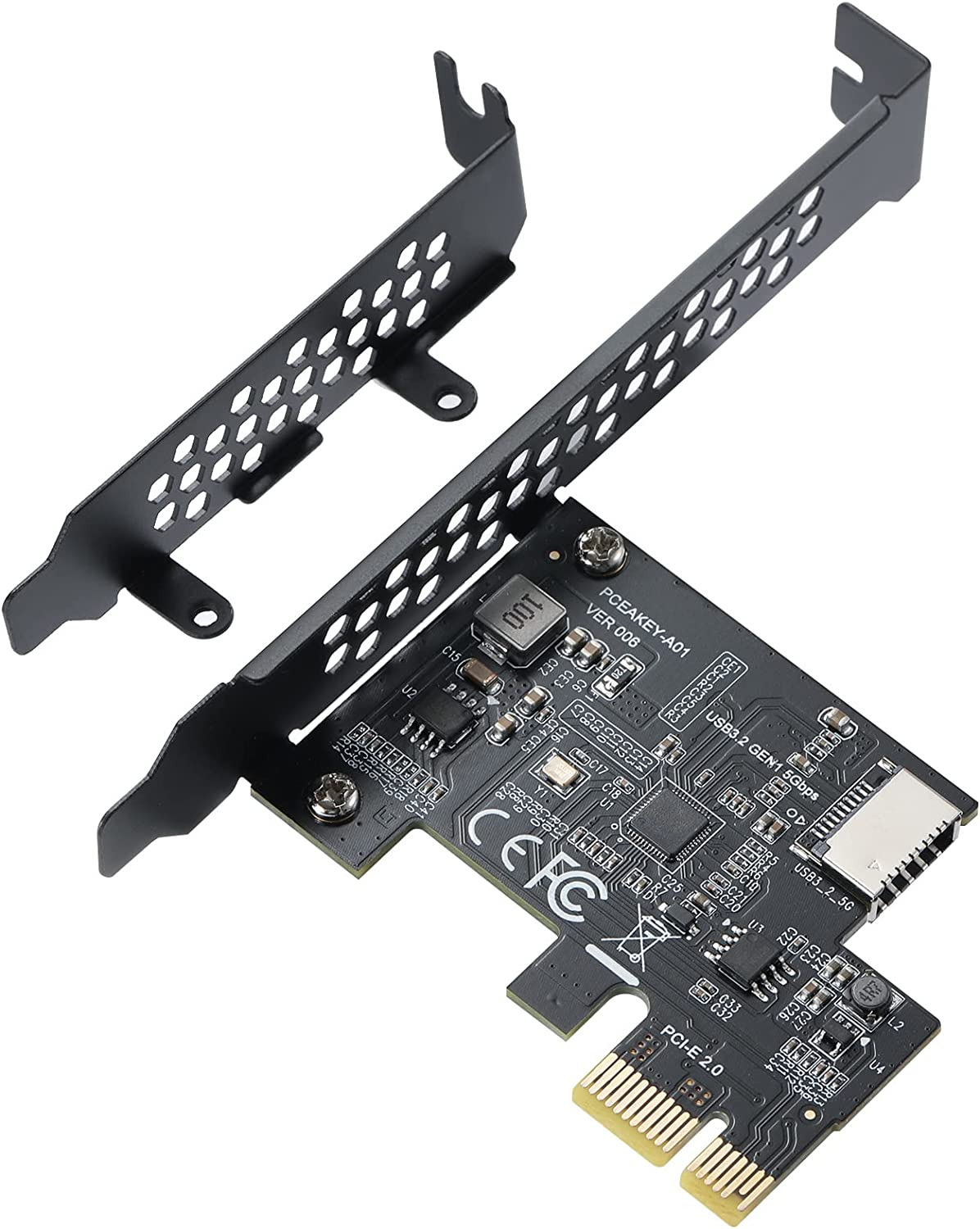 BEYIMEI PCI-E 1X to USB 3.2 GEN1 5Gbps Type-E A-Key Expansion Card,Front Panel