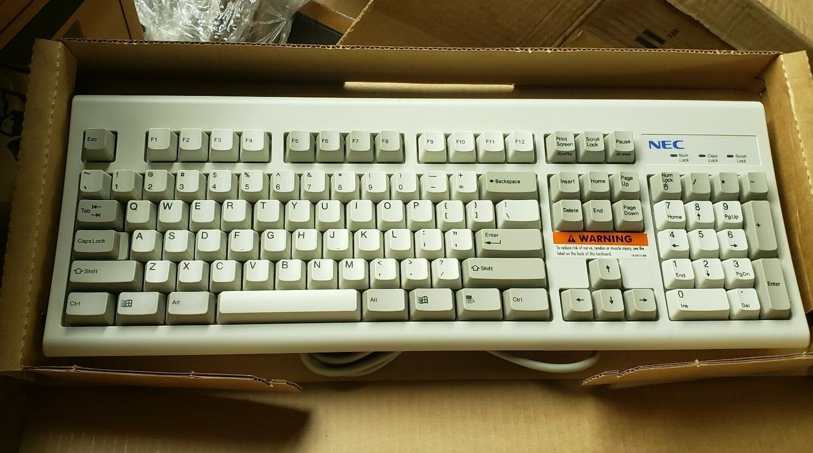 NEC Packard Bell Vintage Keyboard Model KB-6923 FCC ID E8HKB-5923 Clicky Click