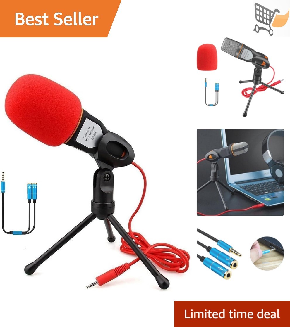 Computer Microphone Condenser 3.5MM Plug Omnidirectional for Gaming Podcast