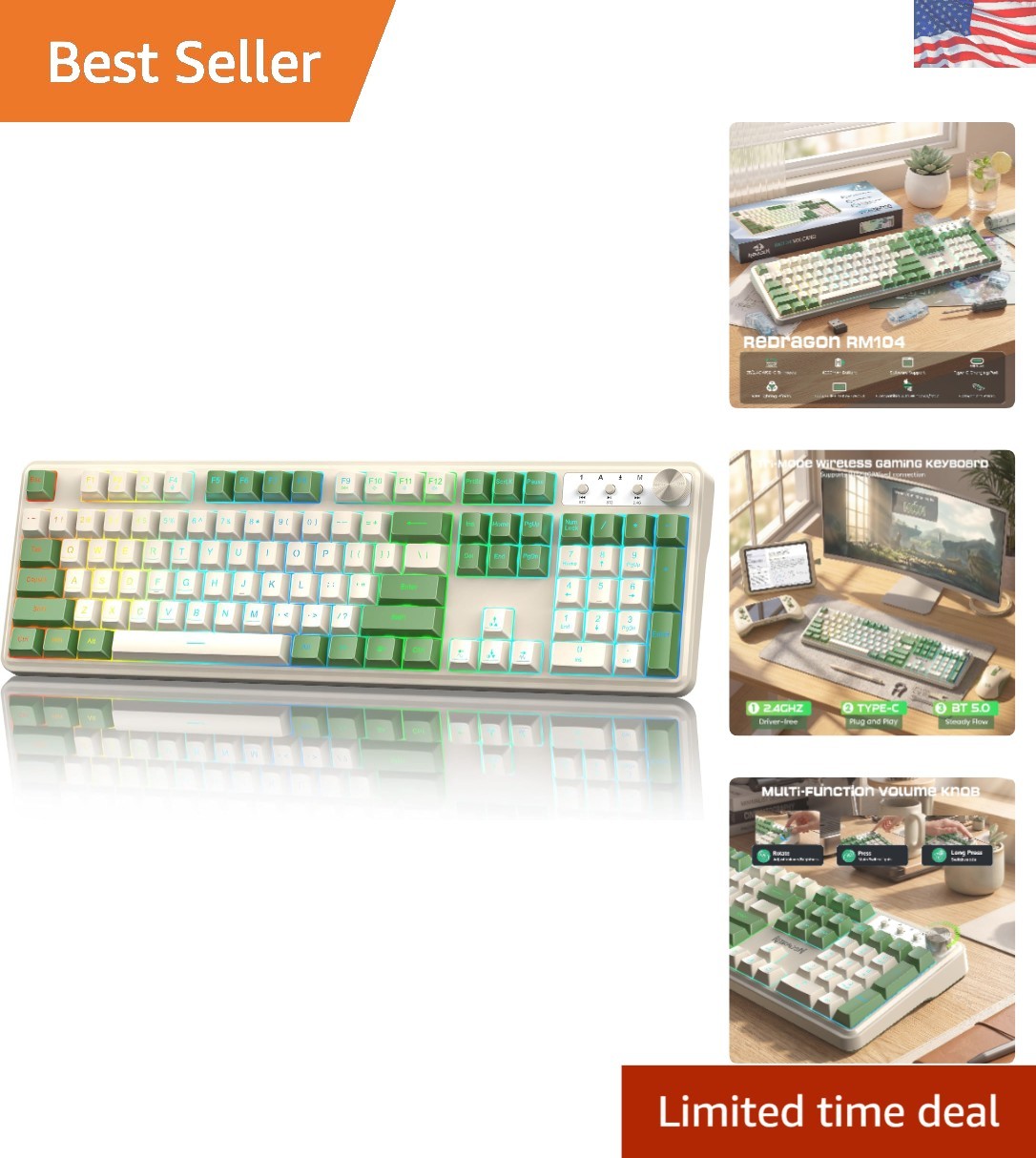 Dynamic RM104 RGB Wireless Keyboard with 4000mAh Battery - Customize Your Setup