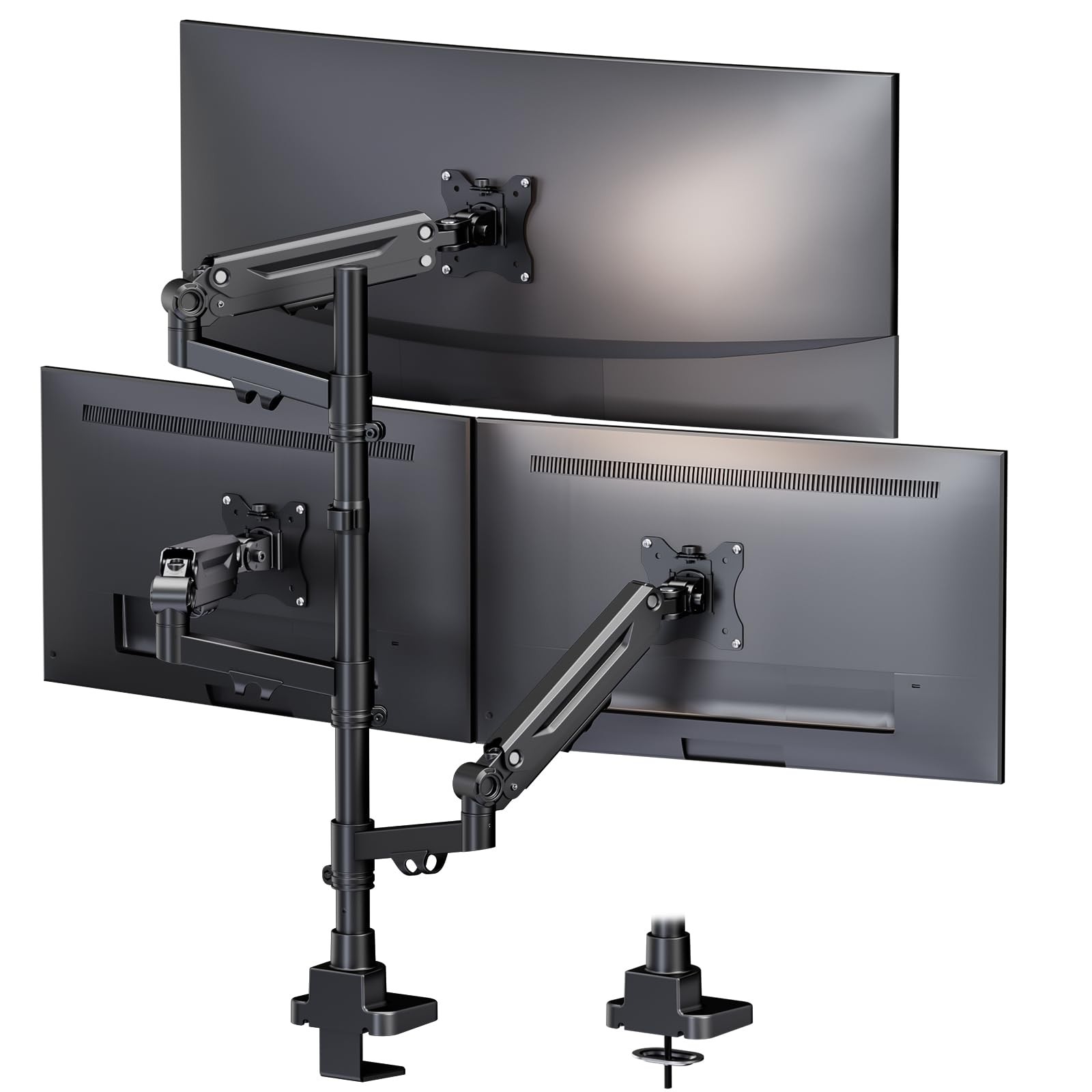 Triple Monitor Mount for up to 35-inch Screens – Heavy Spring 35inch, Black