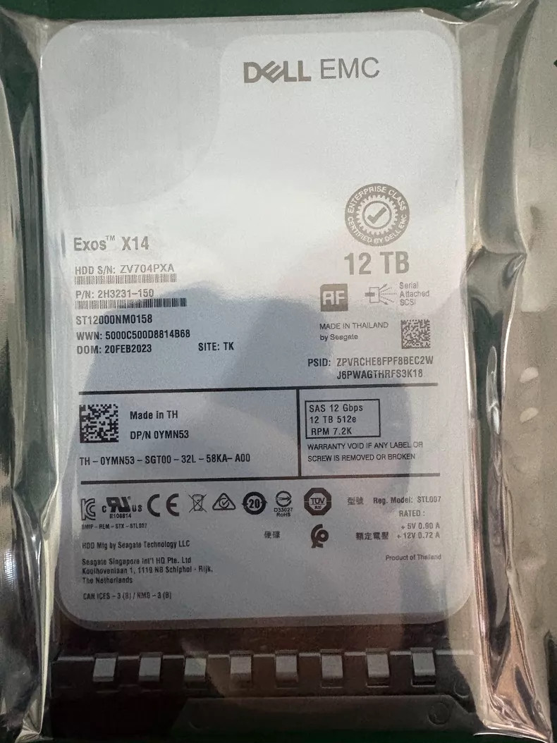 0YMN53 Dell YMN53 12TB SAS 12T 3.5" 12Gb ME4024 ST12000NM0158 HDD Hard Drive