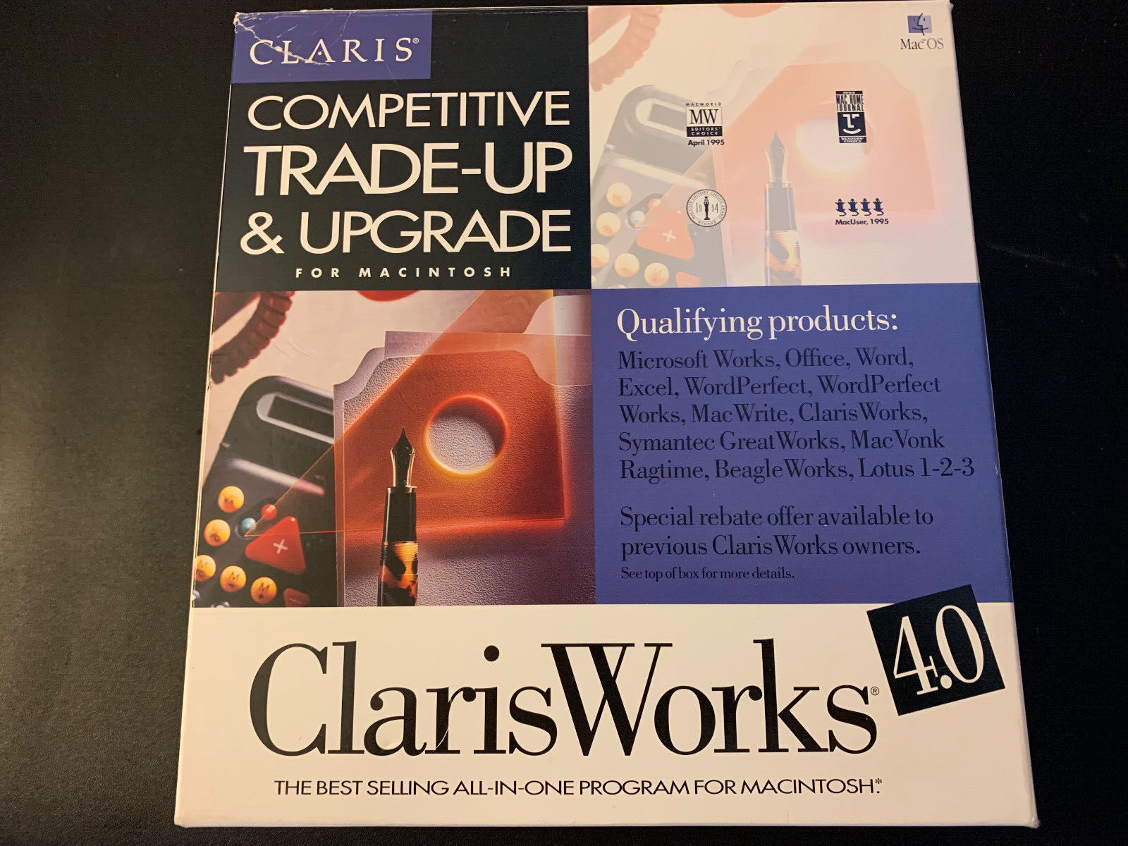 ClarisWorks Version 4.0  with OEM Disks, User's Guide, License, Papers, & More