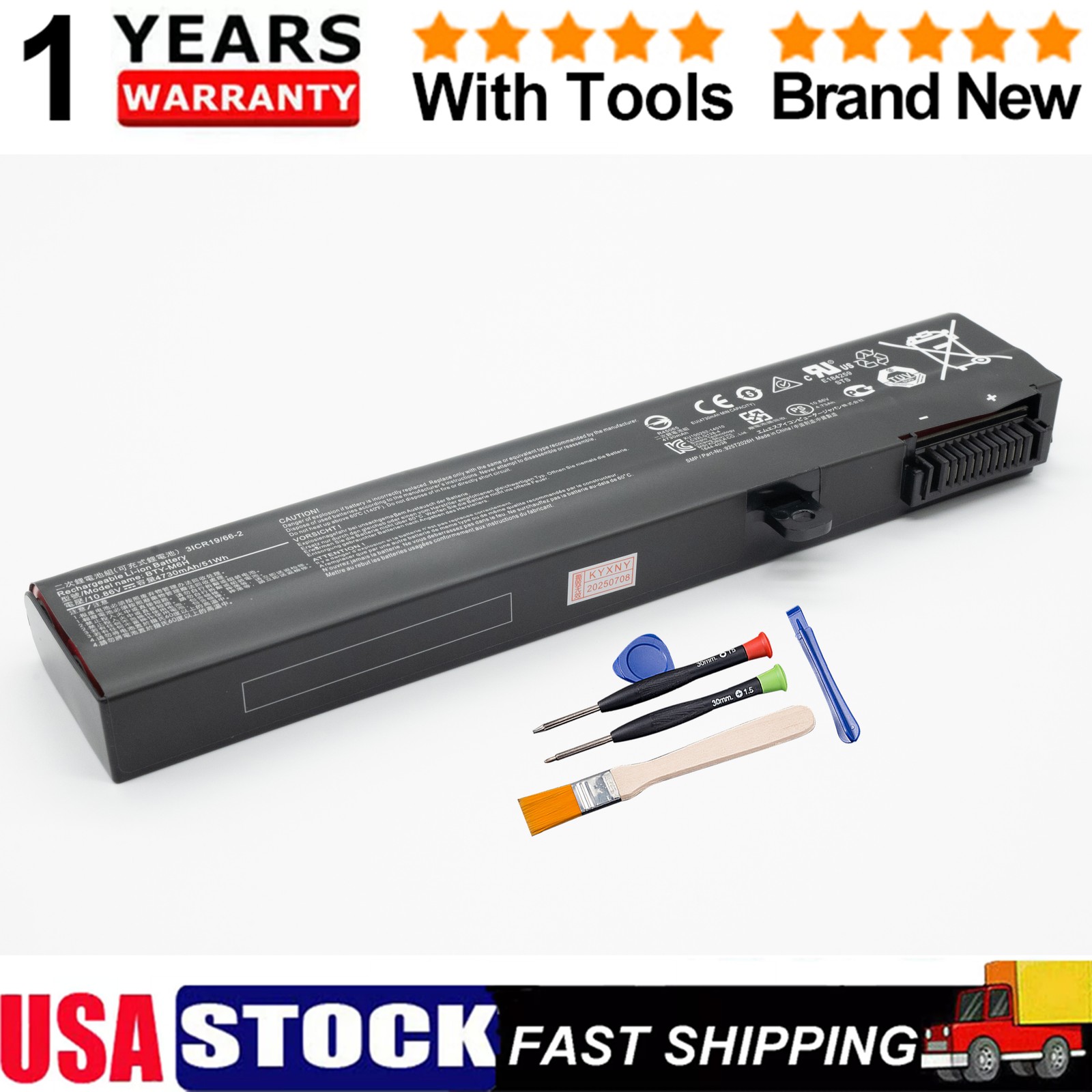 51Wh BTY-M6H Battery For MSI GE62MVR GE63 GE72 GE72VR GE72MVR GP62 GP62VR GP72VR