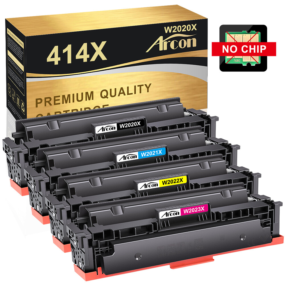 No Chip 4x Toner Compatible With HP 414X W2020X 414A Color Laserjet Pro MFP M479