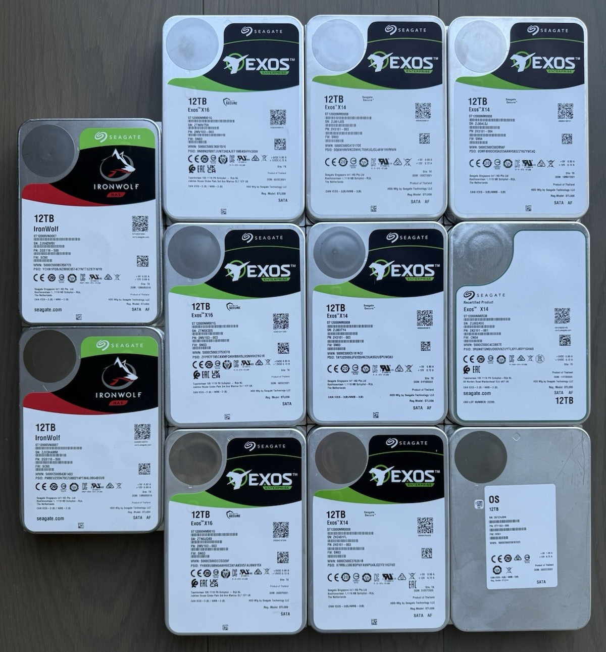 Lot of 11 Seagate 12TB 3.5" Internal NAS Enterprise Harddrives (No Bad Sectors)