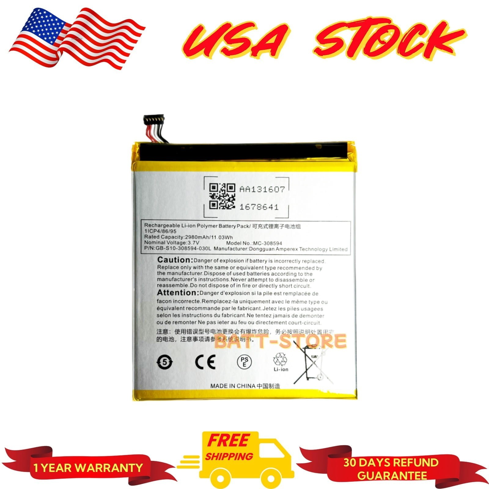 11.03Wh MC-308594 New Battery For Amazon Fire 7 5th Gen SV98LN (2015 Release)