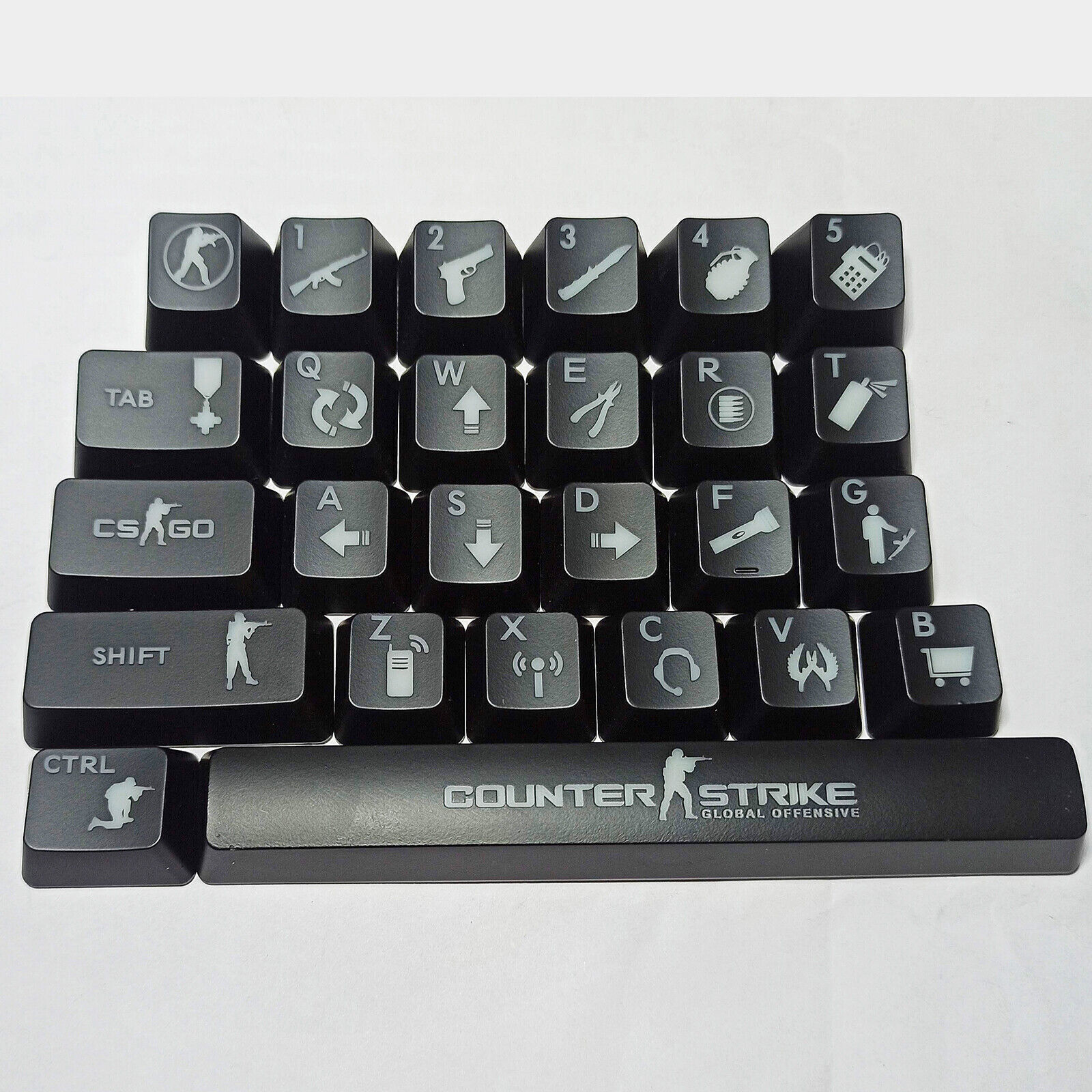 26 Keys ABS Backlitght Keycap Gaming Keycap Set for Mechanical Keyboard Switcher