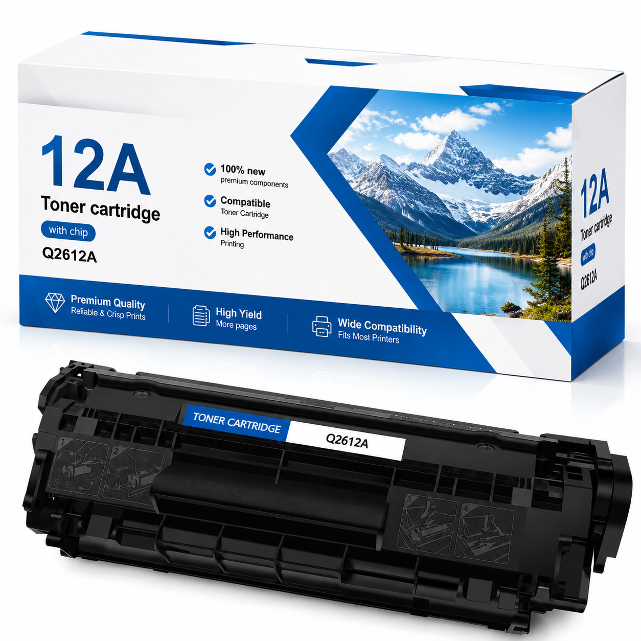 12A Q2612A 1PK Black Toner Cartridge Compatible for LaserJet3015 M1005 LBP2900