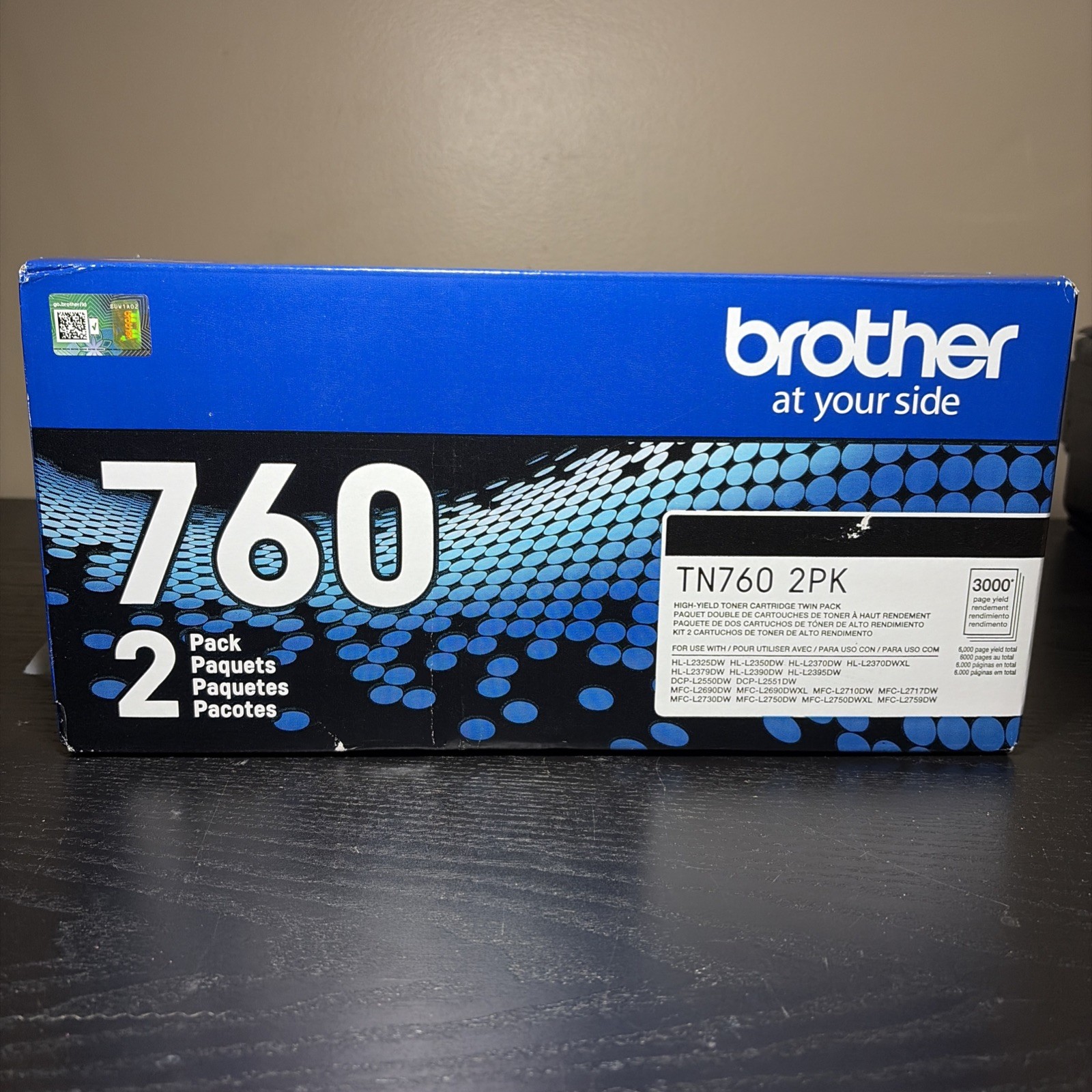 Brother TN760 2PK Black High Yield Toner Cartridge NEW IN OPEN BOX