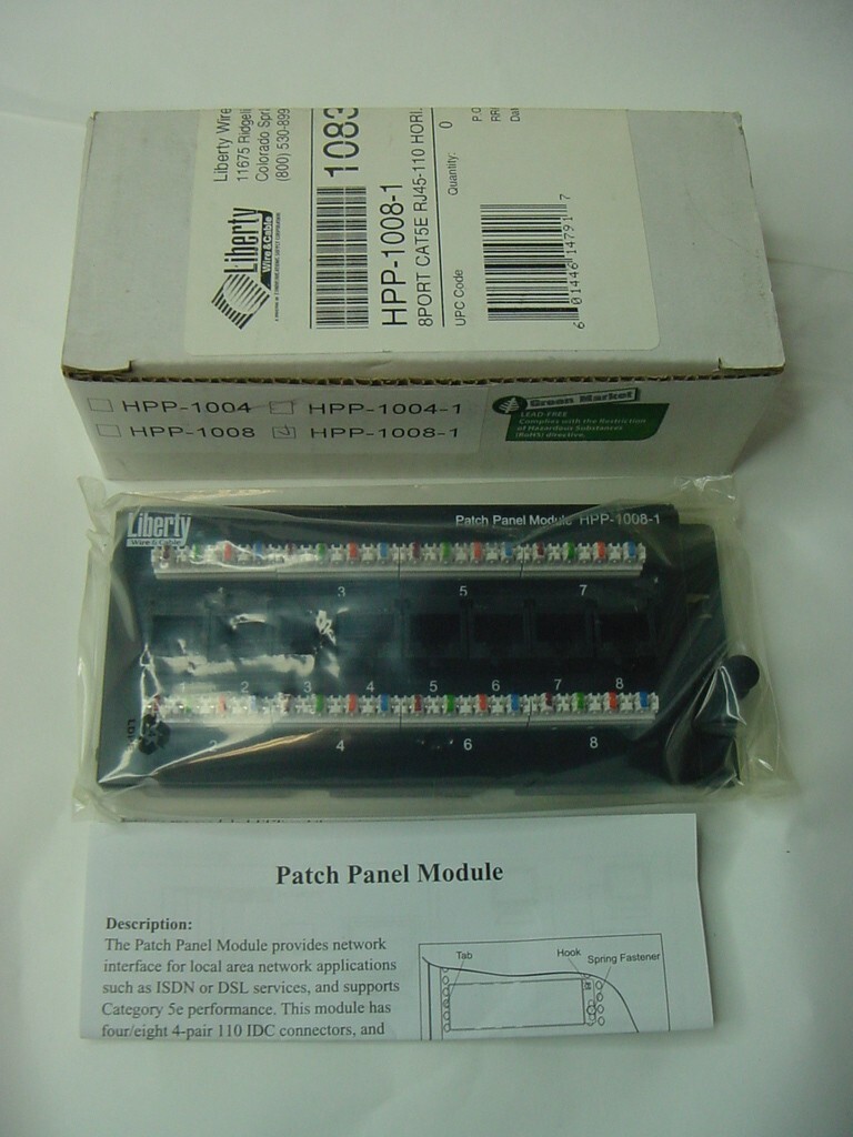 NEW - LIBERTY PATCH PANEL MODULE HPP-1008-1 - 8 PORT CAT5E RJ45-110