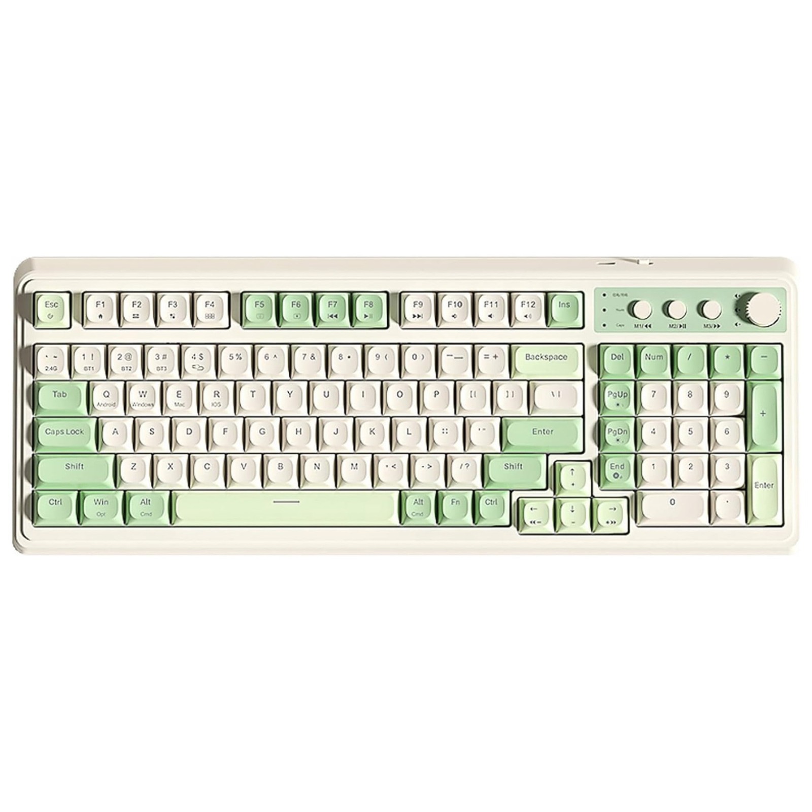 S99 99-Key Wireless Membrane Gaming Keyboard, RGB Illuminated, Tri-Mode, Knob