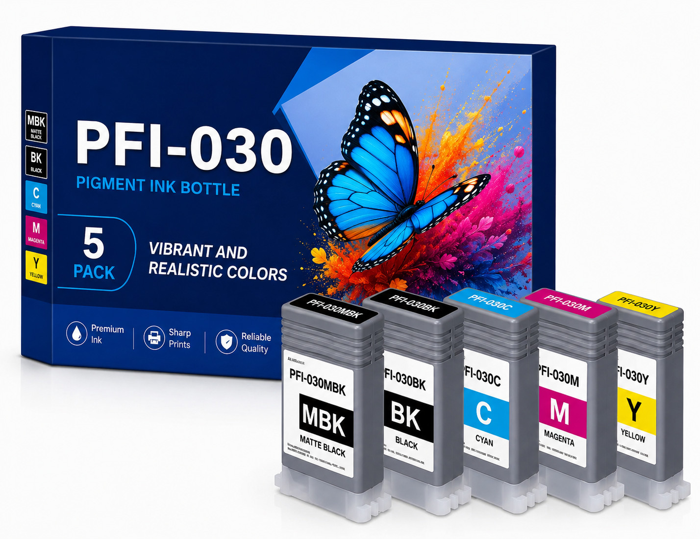 PFI-030-5PK Ink Cartridges Replacement for ImagePrograf TA-20 TA-30 Printer