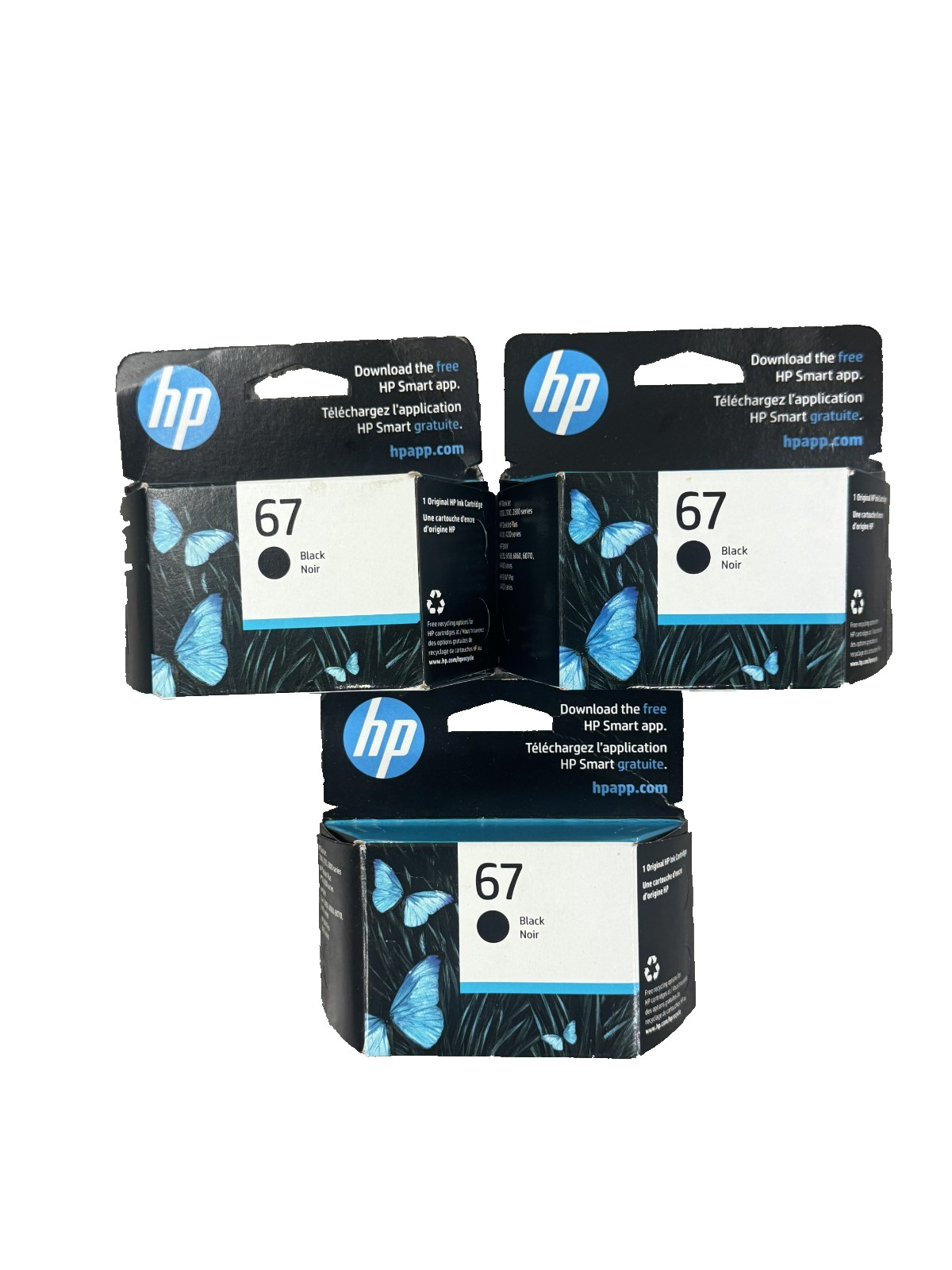 Pack of 3 HP 67 Black Original Ink Cartridge, ~360 pages, 3YM56AN, EXP NOV 2026