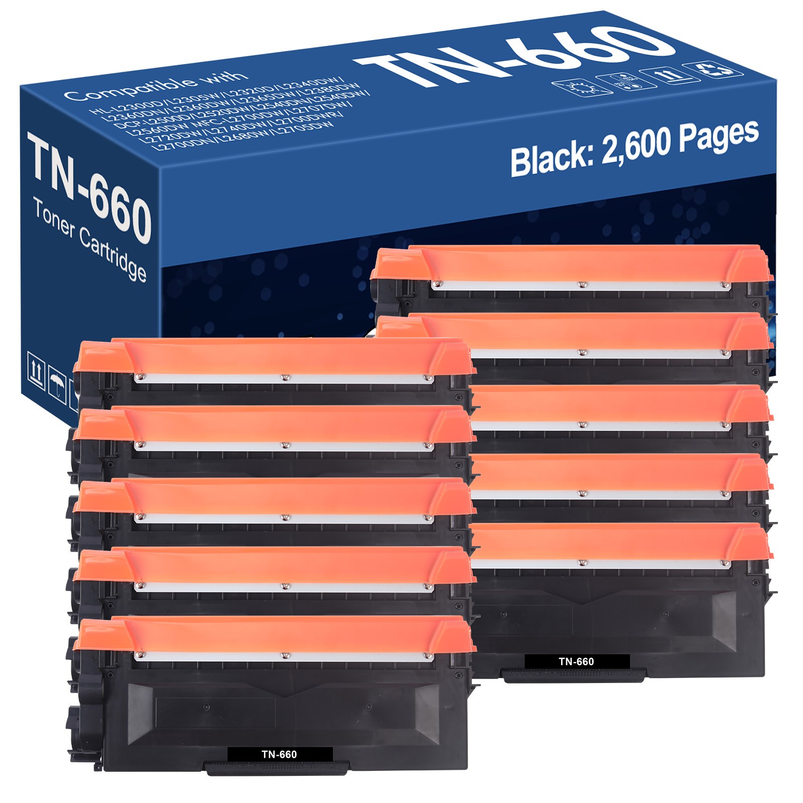10x TN660 TN630 Toner Compatible With Brother MFC-L2700DW DCP-L2540DW HL-L2340DW