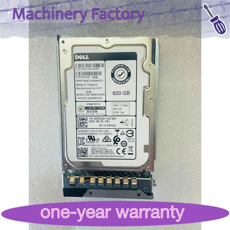 New DELL 600GB 2.5" SAS 12Gb/s 15K Hard Drive HDD 5PNGD +14th Series Caddy GEN14