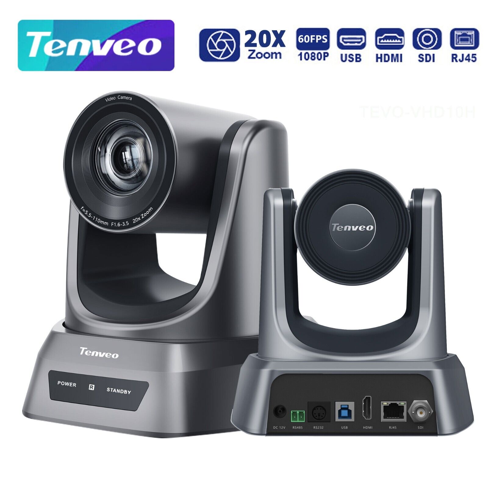Tenveo 20X Zoom HD1080P 60FPS Conference Camera with 3G-SDI/HDMI/USB3.0/LAN PoE