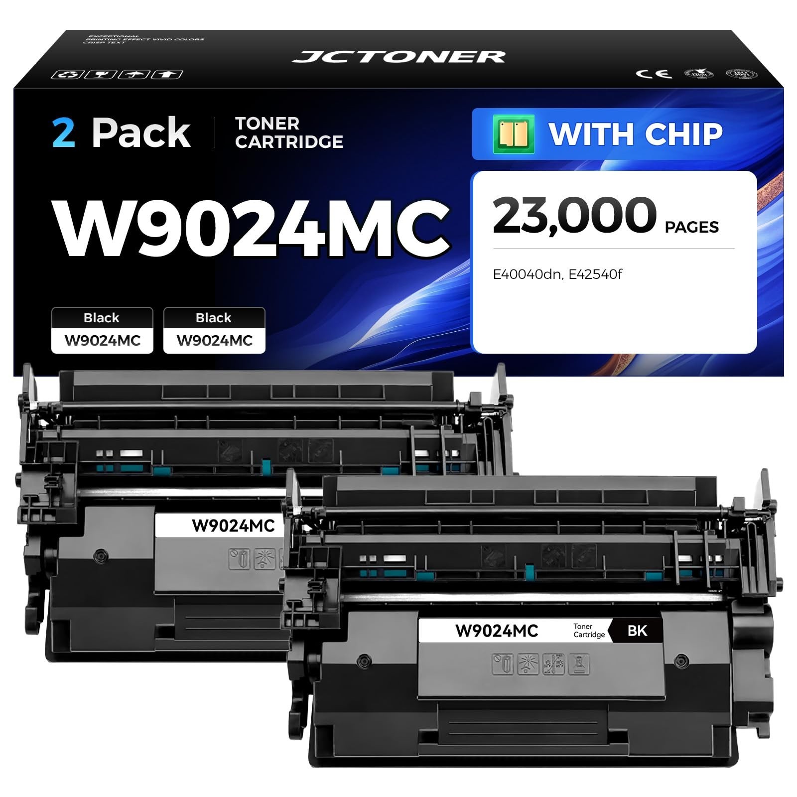W9024MC Black Toner Cartridge 2-Pack with Chip High Yield Replacement for HP ...